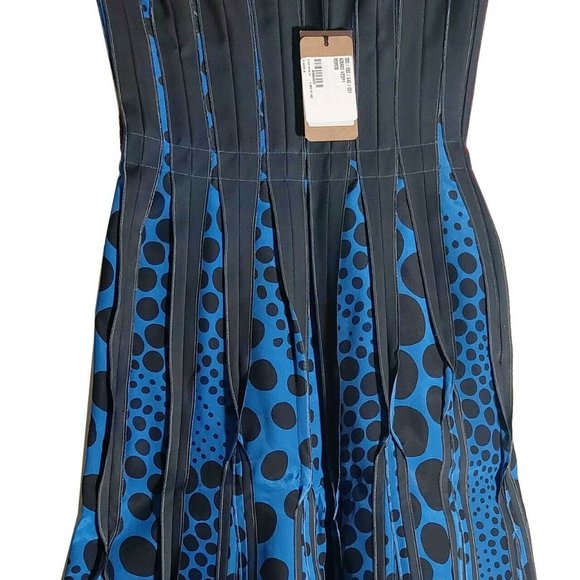 NWT Bottega Veneta Strapless Graphic Print Blue/Black Women Size S Midi Dress - Picture 4 of 6